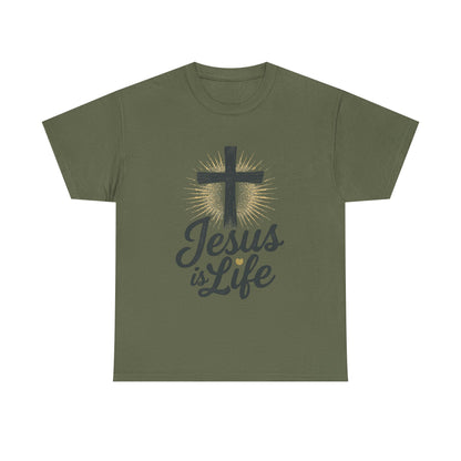 "Jesus is Life" - Front and Back - Faith-Inspired Unisex Heavy Cotton Tee