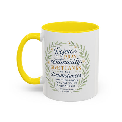 Inspirational Floral Coffee Mug - Rejoice, Pray, Give Thanks