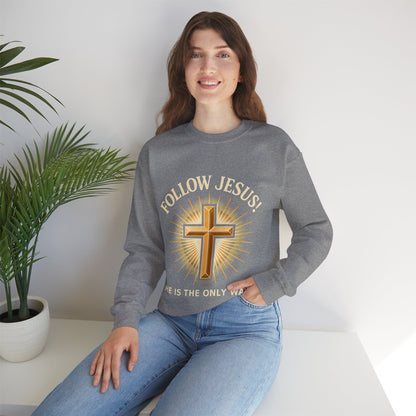 "Follow Jesus" Faith-Inspired Crewneck Sweatshirt Christian Apparel, Gift for Believers, Religious Sweatshirt, Inspirational Fashion