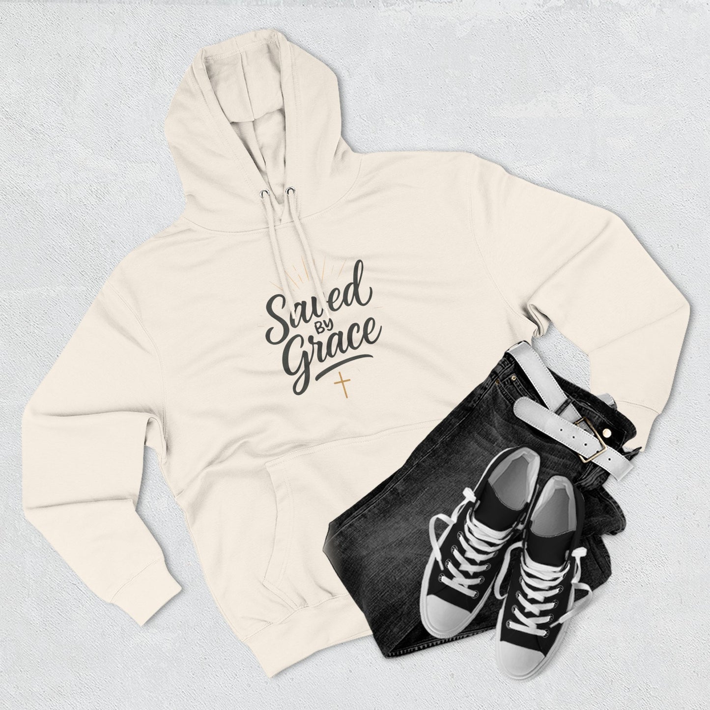"Saved by Grace" Fleece Hoodie | Faith-Inspired Hoodie | Inspirational Sweatshirt, Christian Gift, Cozy Pullover, Spiritual Wear