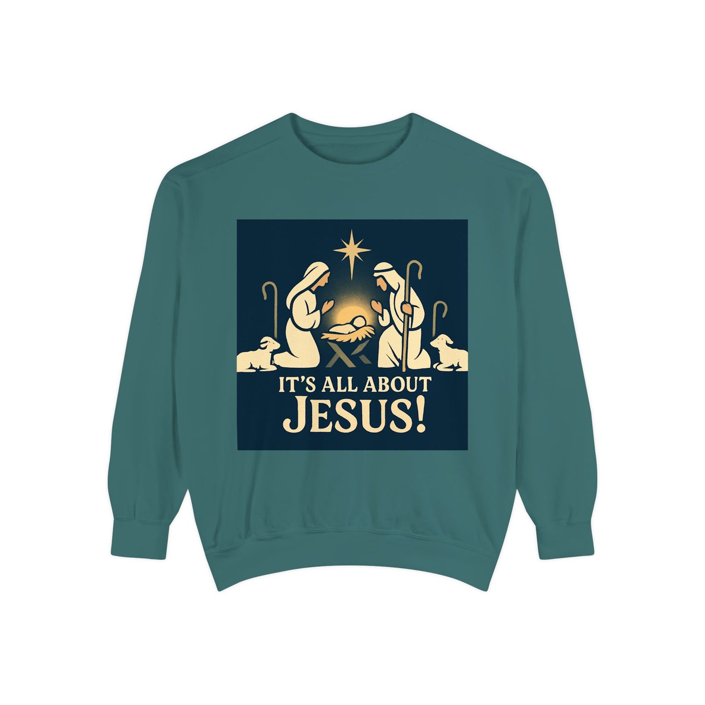 "It's all about Jesus" - Christian Christmas Sweatshirt, Holiday Gift, Faith-Based Apparel, Unisex Cozy Wear