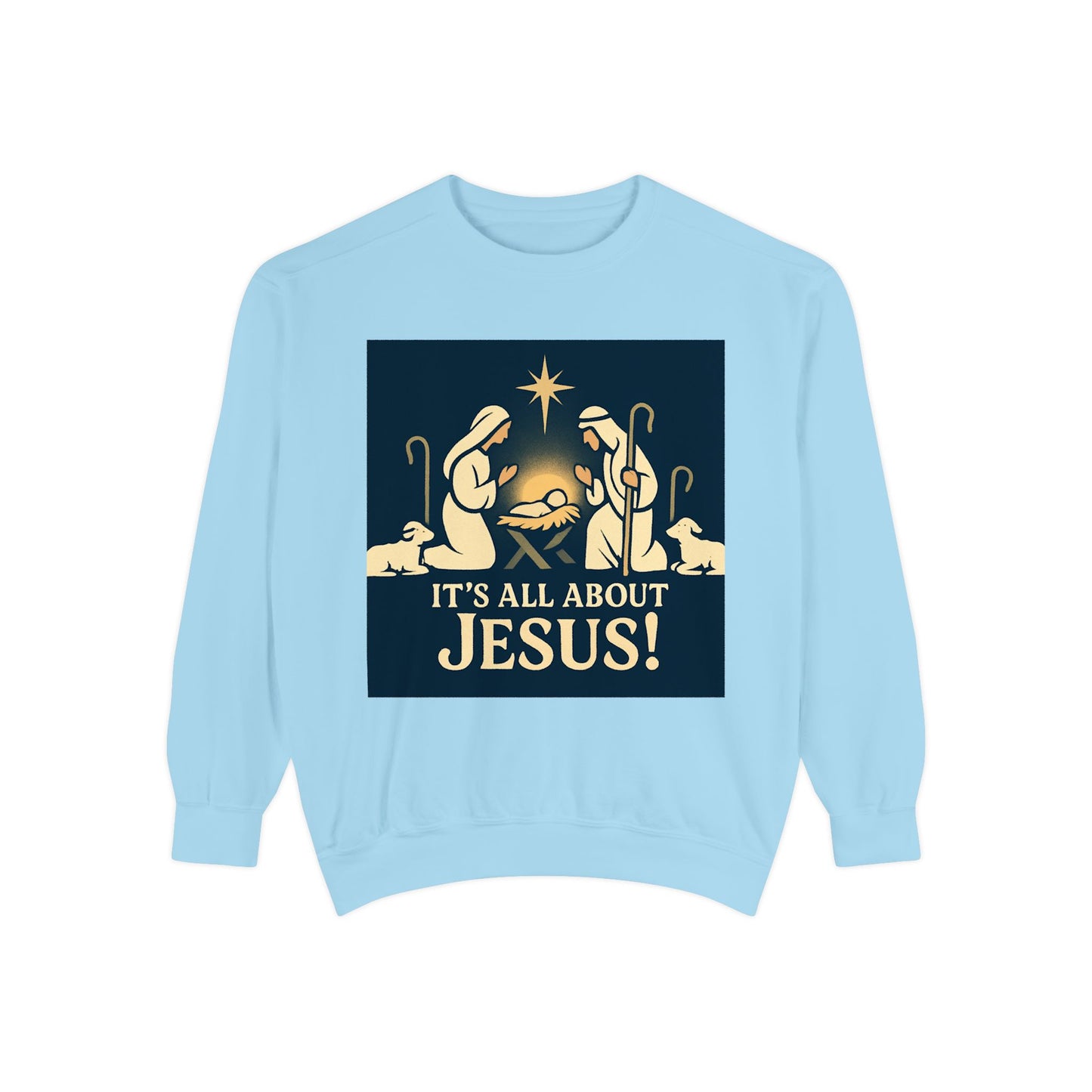 "It's all about Jesus" - Christian Christmas Sweatshirt, Holiday Gift, Faith-Based Apparel, Unisex Cozy Wear