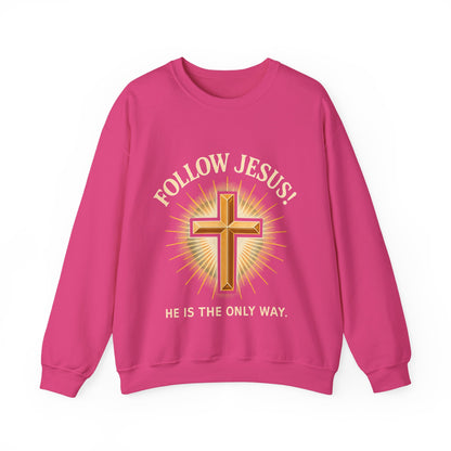 "Follow Jesus" Faith-Inspired Crewneck Sweatshirt Christian Apparel, Gift for Believers, Religious Sweatshirt, Inspirational Fashion