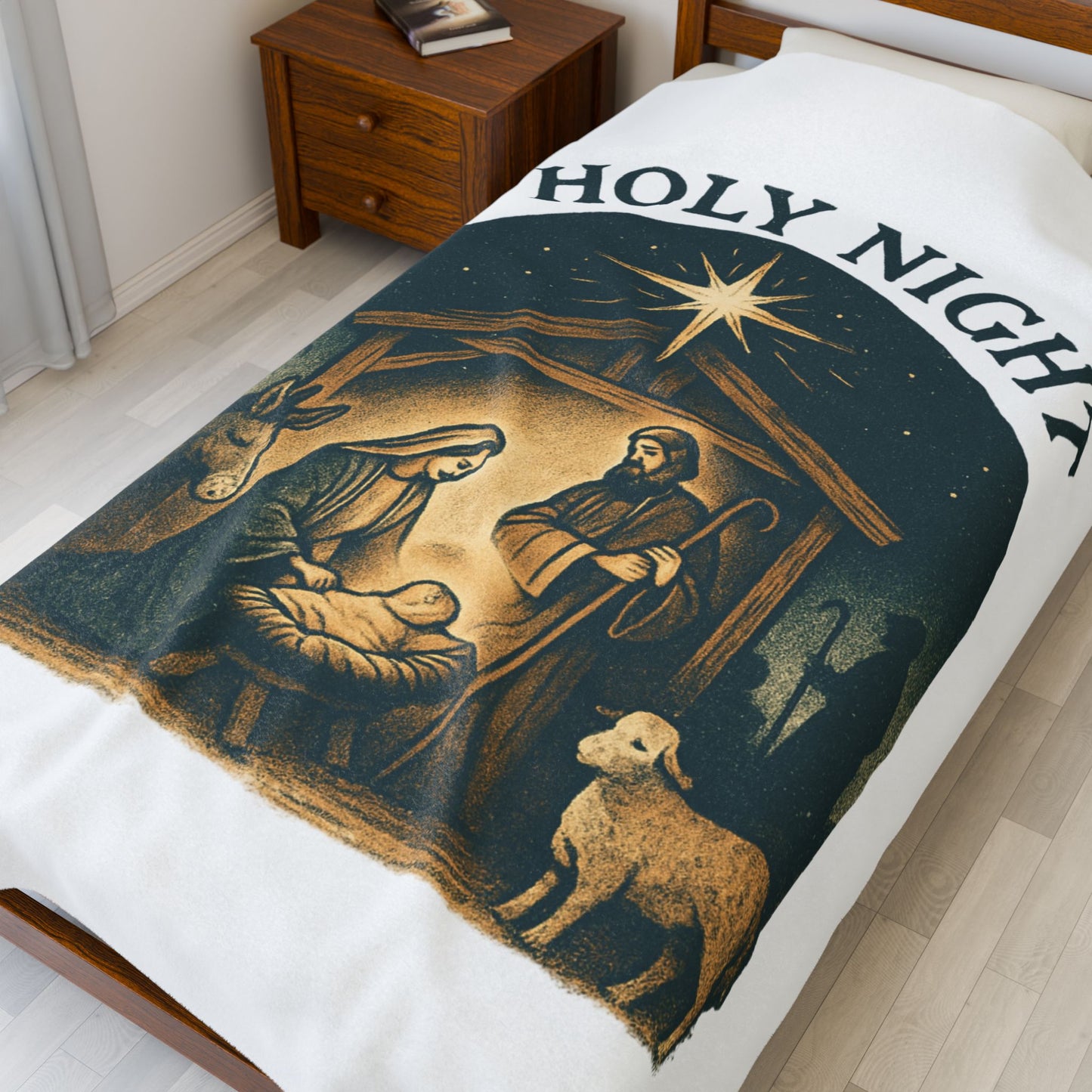 "O Holy Night" - Cozy Velveteen Plush Blanket for Winter, Perfect Gift for Christmas, Holiday Decor, Nursery, or Relaxing Evenings