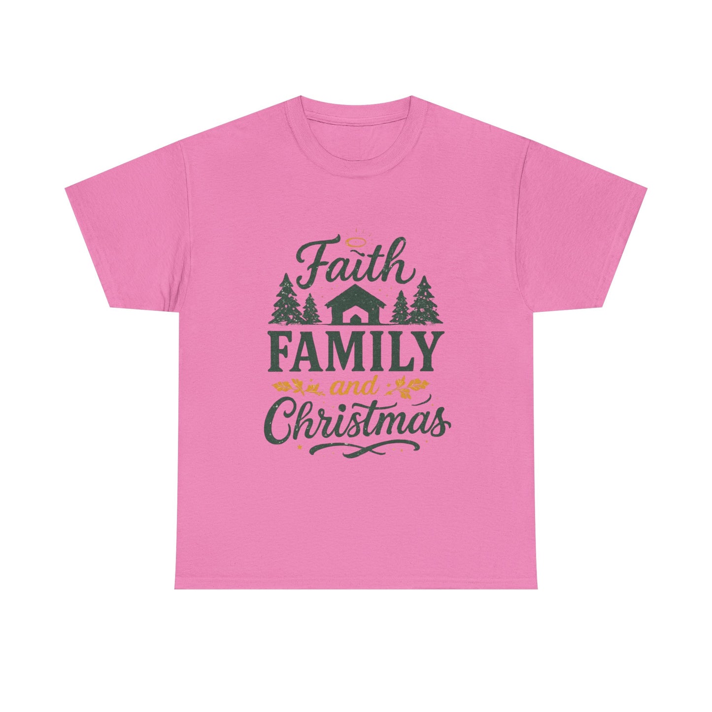 Faith, Family, and Christmas Unisex Heavy Cotton Tee