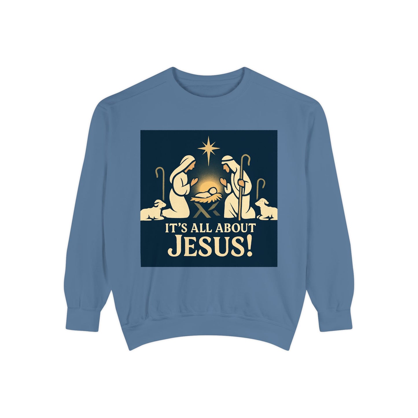 "It's all about Jesus" - Christian Christmas Sweatshirt, Holiday Gift, Faith-Based Apparel, Unisex Cozy Wear