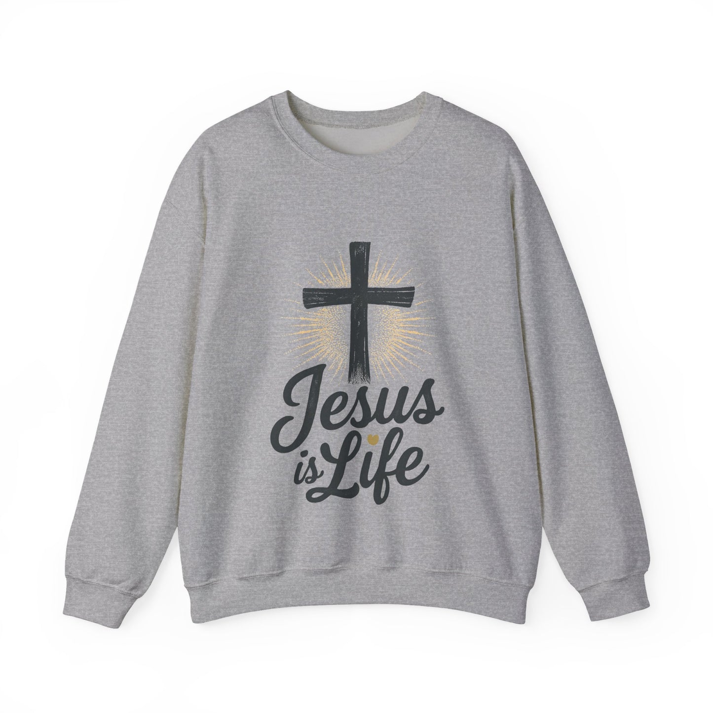 "Jesus is Life" - Christian Inspirational Crewneck Sweatshirt