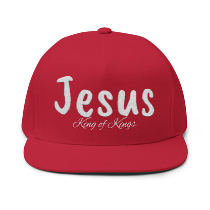Embroidered "Jesus King of Kings" Flat Bill Cap - Faith Hat, Casual Wear, Religious Gift, Christian Apparel, Church Events