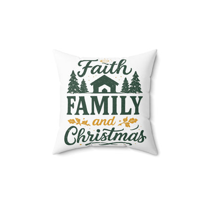 Festive Faith Family Christmas Pillow