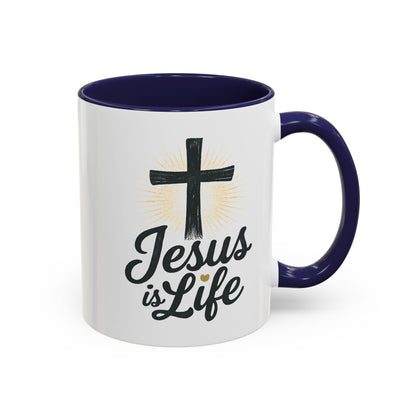 "Jesus is Life" - Christian Accent Coffee Mug - Inspirational 11oz & 15oz