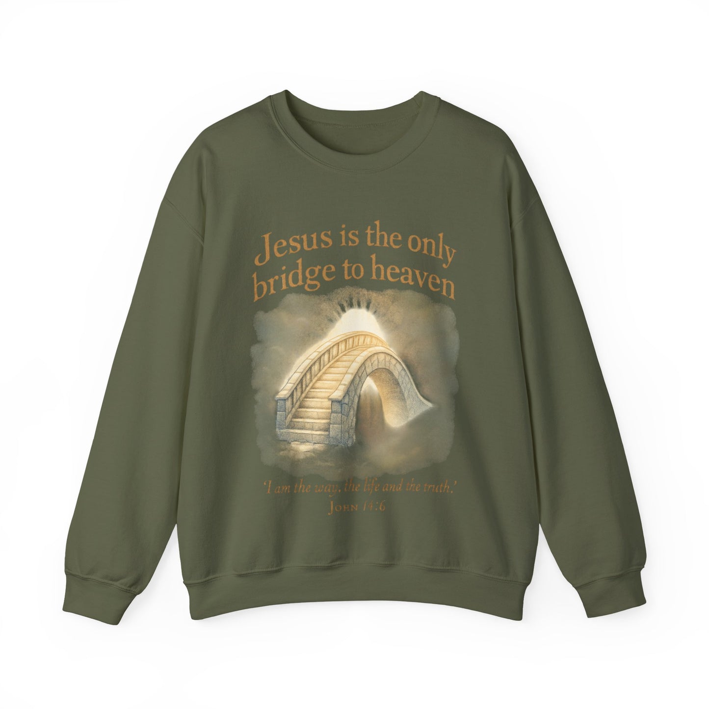 "Jesus is the Only Bridge to Heaven" Faith-Inspired Crewneck Sweatshirt