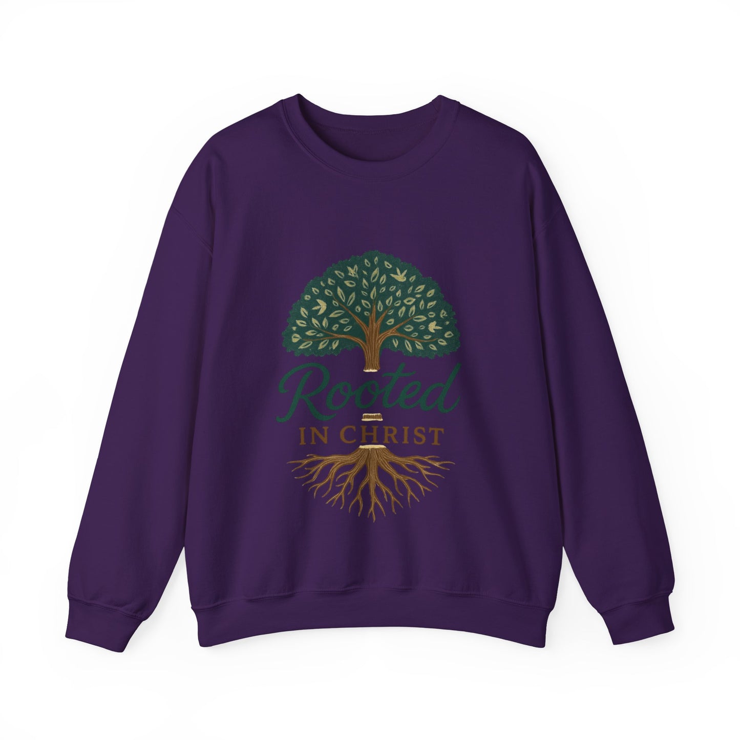 "Rooted in Christ" - Faith-Inspired Crewneck Sweatshirt - Cozy Gift for Christians, Perfect for Church