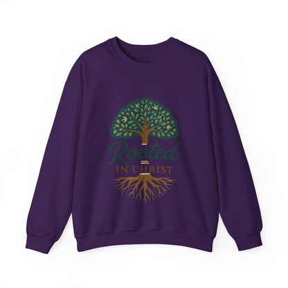 "Rooted in Christ" - Faith-Inspired Crewneck Sweatshirt - Cozy Gift for Christians, Perfect for Church