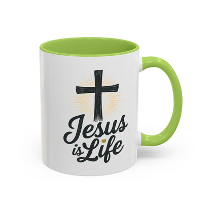 "Jesus is Life" - Christian Accent Coffee Mug - Inspirational 11oz & 15oz