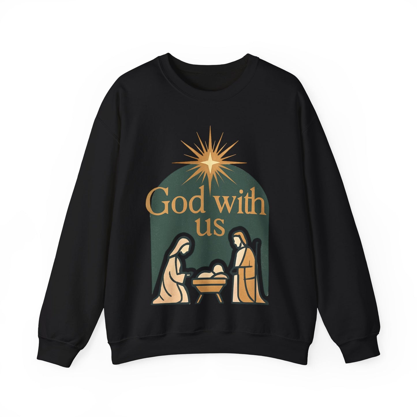 "God with Us" - Cozy Christmas Sweatshirt, Holiday Spirit Wear, Religious Gift, Unisex Crewneck