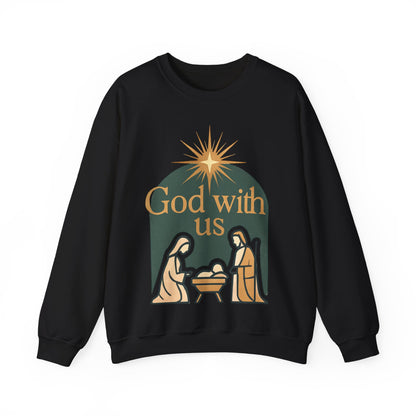 "God with Us" - Cozy Christmas Sweatshirt, Holiday Spirit Wear, Religious Gift, Unisex Crewneck