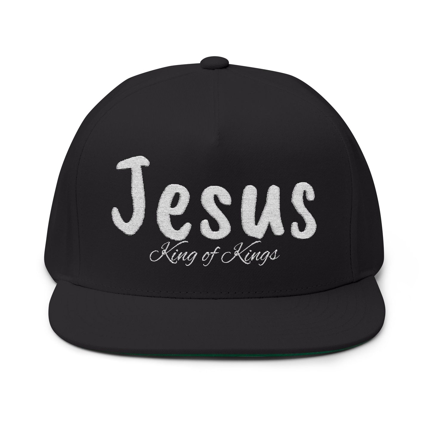 Embroidered "Jesus King of Kings" Flat Bill Cap - Faith Hat, Casual Wear, Religious Gift, Christian Apparel, Church Events