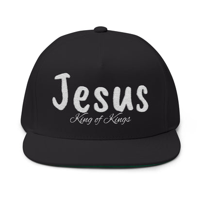 Embroidered "Jesus King of Kings" Flat Bill Cap - Faith Hat, Casual Wear, Religious Gift, Christian Apparel, Church Events