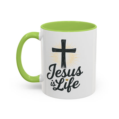 "Jesus is Life" - Christian Accent Coffee Mug - Inspirational 11oz & 15oz