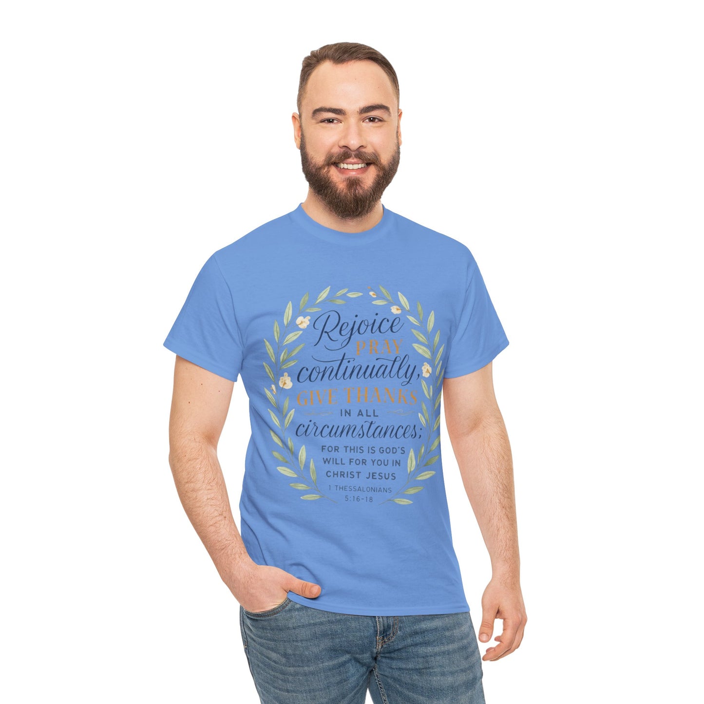 Inspirational T-Shirt: Rejoice, Pray, Give Thanks - Unisex Tee