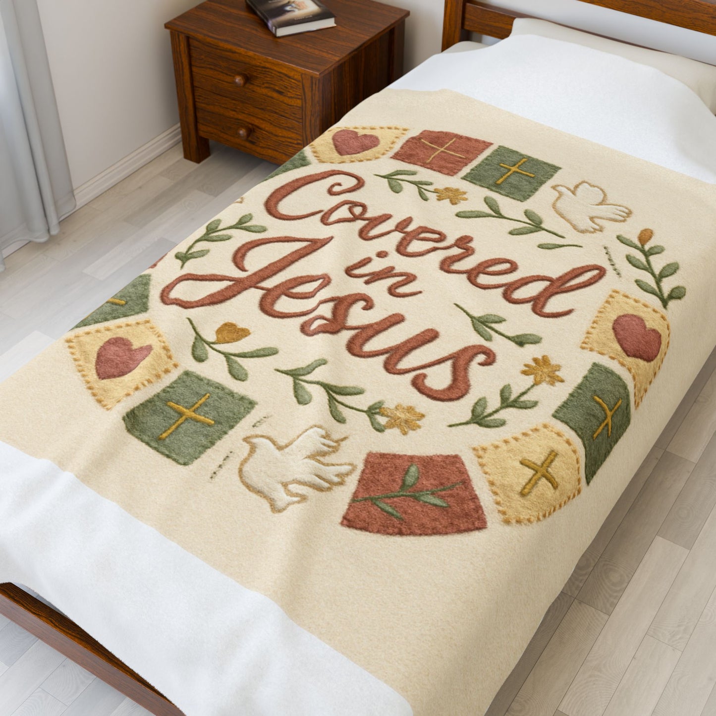 Covered in Jesus Velveteen Plush Blanket