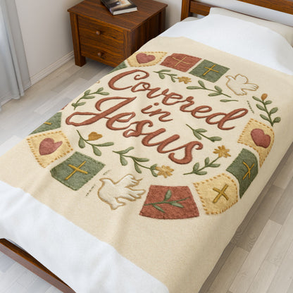 Covered in Jesus Velveteen Plush Blanket