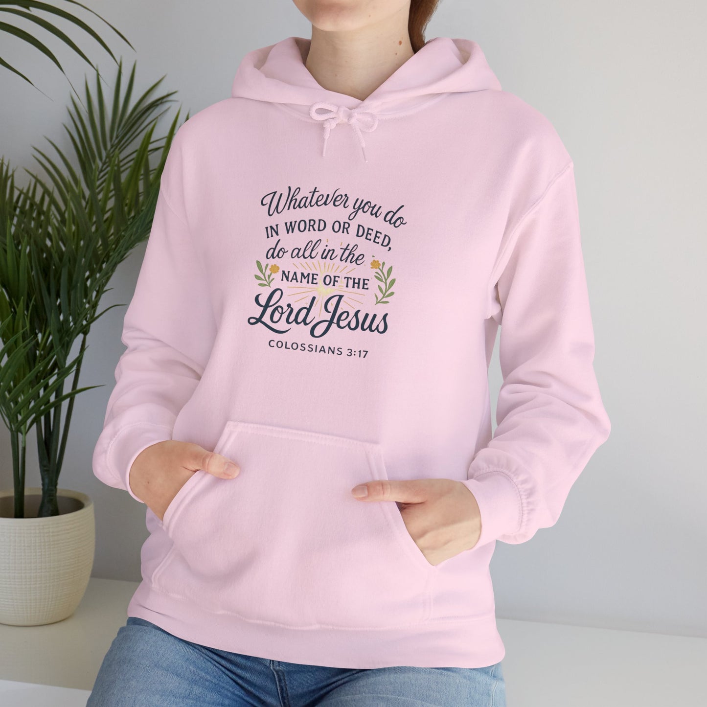 Colossians 3:17 "Do all things in the name of the Lord Jesus" Inspirational Jesus Hoodie