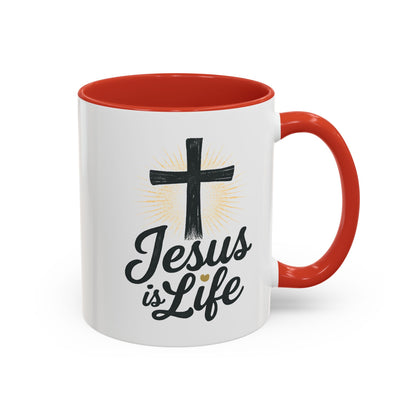 "Jesus is Life" - Christian Accent Coffee Mug - Inspirational 11oz & 15oz