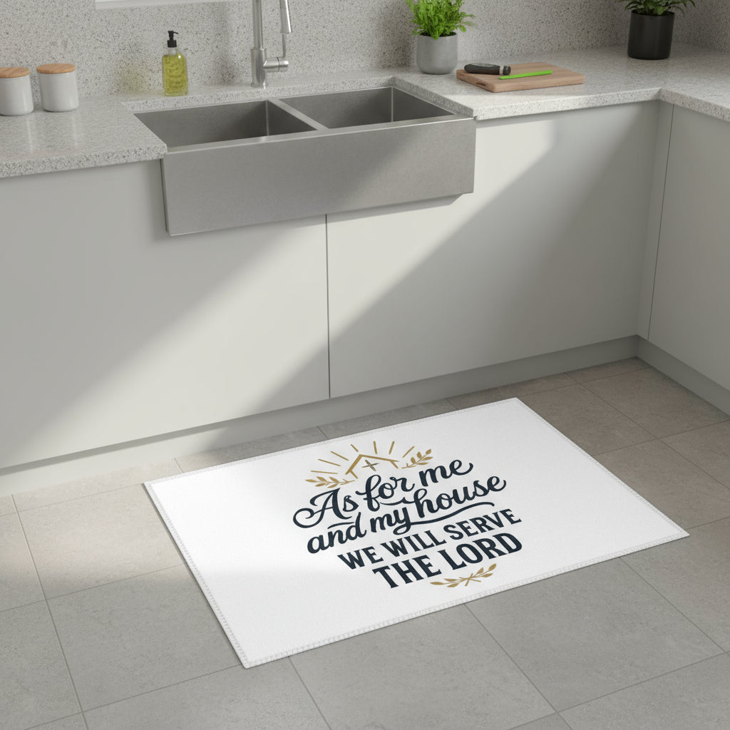 Inspirational Area Rug - "As for Me and My House" Home Decor, Prayer Room Accent, Faith-Based Gift, Christian Living, Housewarming