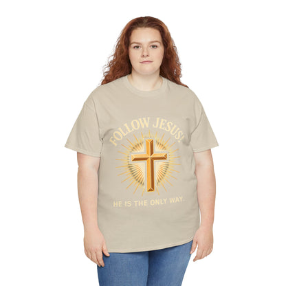 "Follow Jesus" Christian Faith Unisex Heavy Cotton Tee, Inspiration Apparel