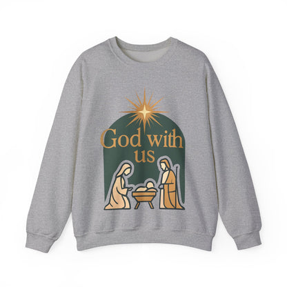 "God with Us" - Cozy Christmas Sweatshirt, Holiday Spirit Wear, Religious Gift, Unisex Crewneck