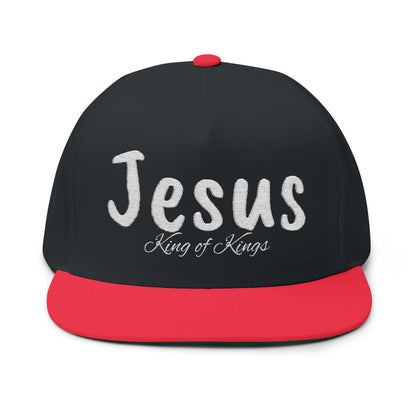 Embroidered "Jesus King of Kings" Flat Bill Cap - Faith Hat, Casual Wear, Religious Gift, Christian Apparel, Church Events