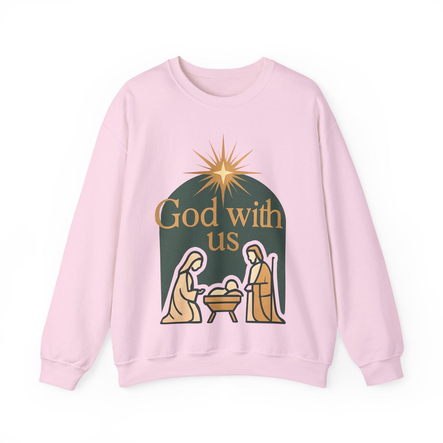 "God with Us" - Cozy Christmas Sweatshirt, Holiday Spirit Wear, Religious Gift, Unisex Crewneck