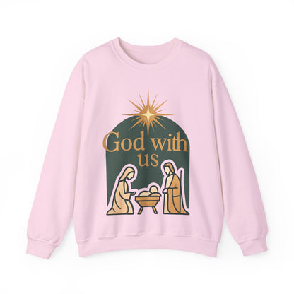 "God with Us" - Cozy Christmas Sweatshirt, Holiday Spirit Wear, Religious Gift, Unisex Crewneck