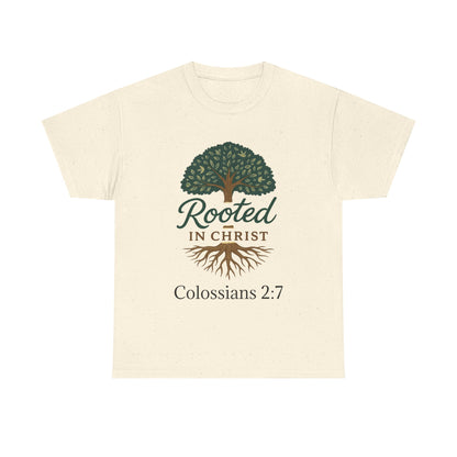 "Rooted in Christ" Tee - Unisex Heavy Cotton Shirt, Christian Apparel, Faith-Based Gift
