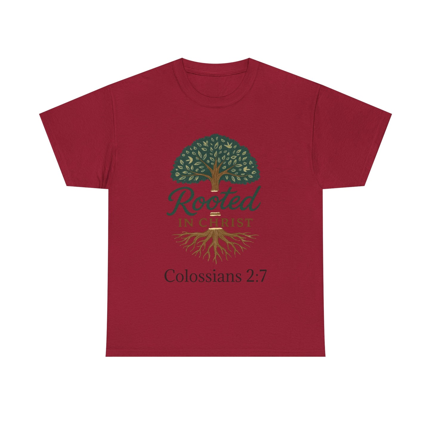 "Rooted in Christ" Tee - Unisex Heavy Cotton Shirt, Christian Apparel, Faith-Based Gift