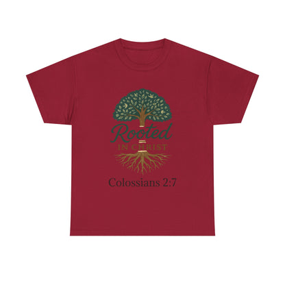 "Rooted in Christ" Tee - Unisex Heavy Cotton Shirt, Christian Apparel, Faith-Based Gift