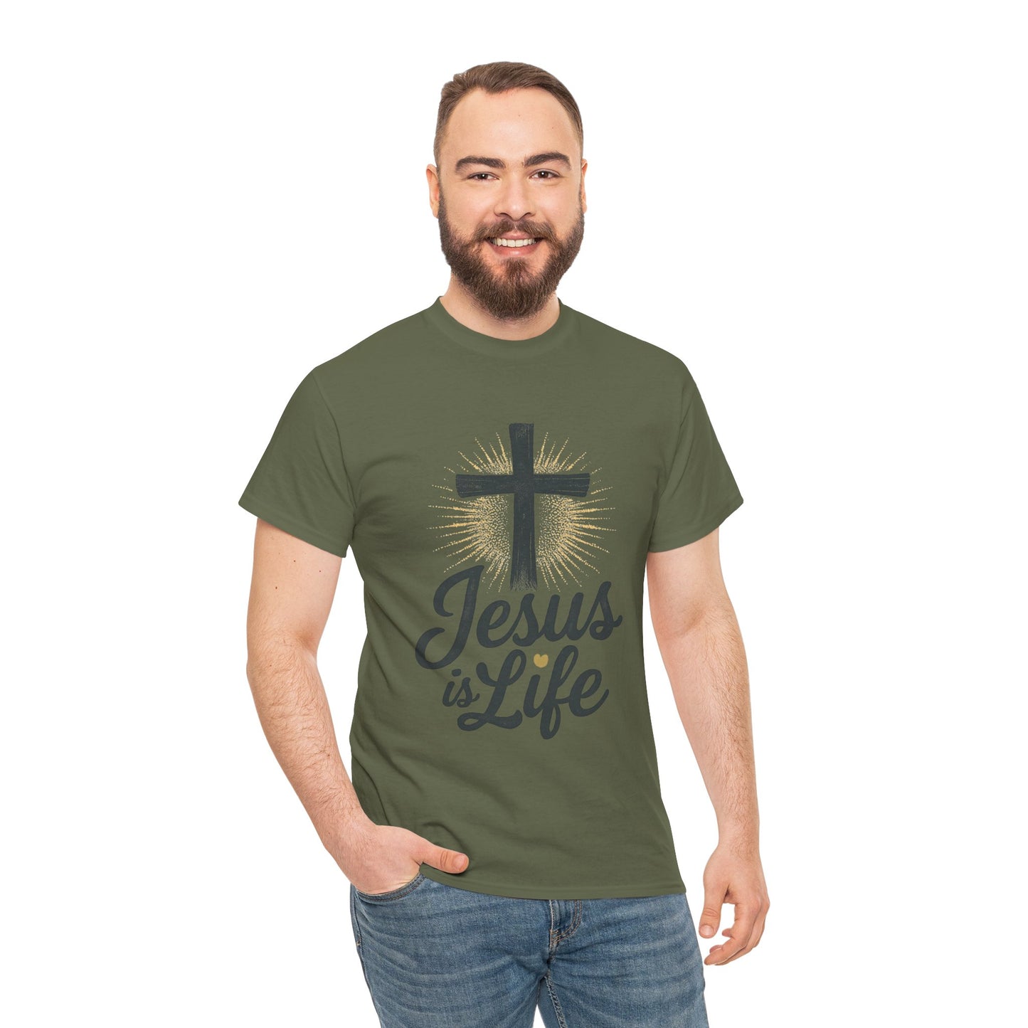 "Jesus is Life" - Front and Back - Faith-Inspired Unisex Heavy Cotton Tee