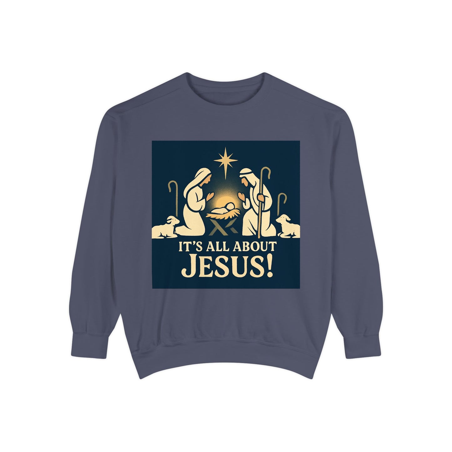 "It's all about Jesus" - Christian Christmas Sweatshirt, Holiday Gift, Faith-Based Apparel, Unisex Cozy Wear