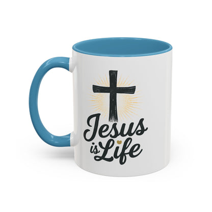 "Jesus is Life" - Christian Accent Coffee Mug - Inspirational 11oz & 15oz
