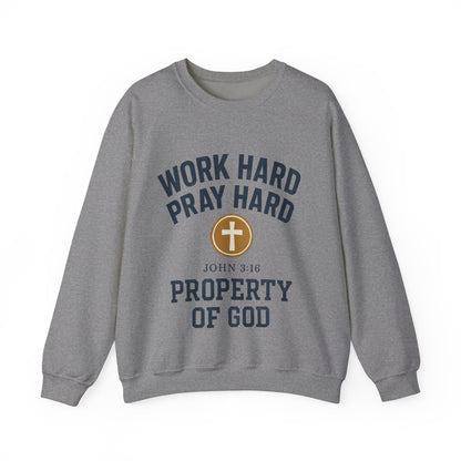 Work Hard Pray Hard Inspirational Crewneck Sweatshirt