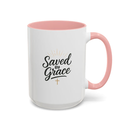 "Saved By Grace" - Coffee Mug - Inspirational Gift for Faith Lovers, Perfect for Home or Office, Christian Decor, Encouragement Mug
