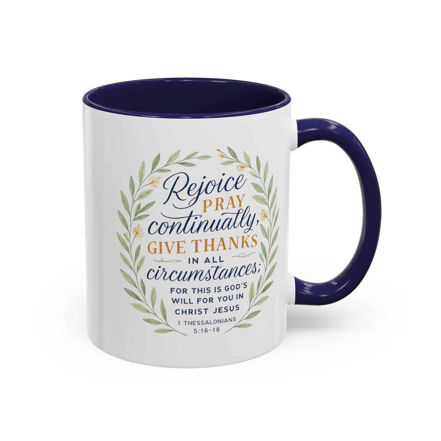 Inspirational Floral Coffee Mug - Rejoice, Pray, Give Thanks
