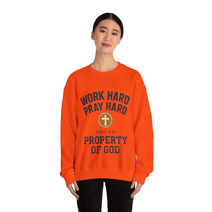 Work Hard Pray Hard Inspirational Crewneck Sweatshirt