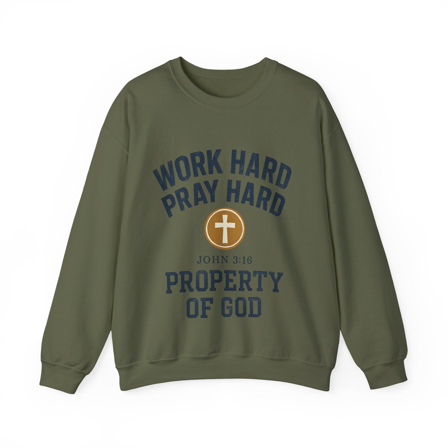 Work Hard Pray Hard Inspirational Crewneck Sweatshirt