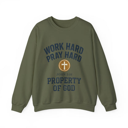 Work Hard Pray Hard Inspirational Crewneck Sweatshirt