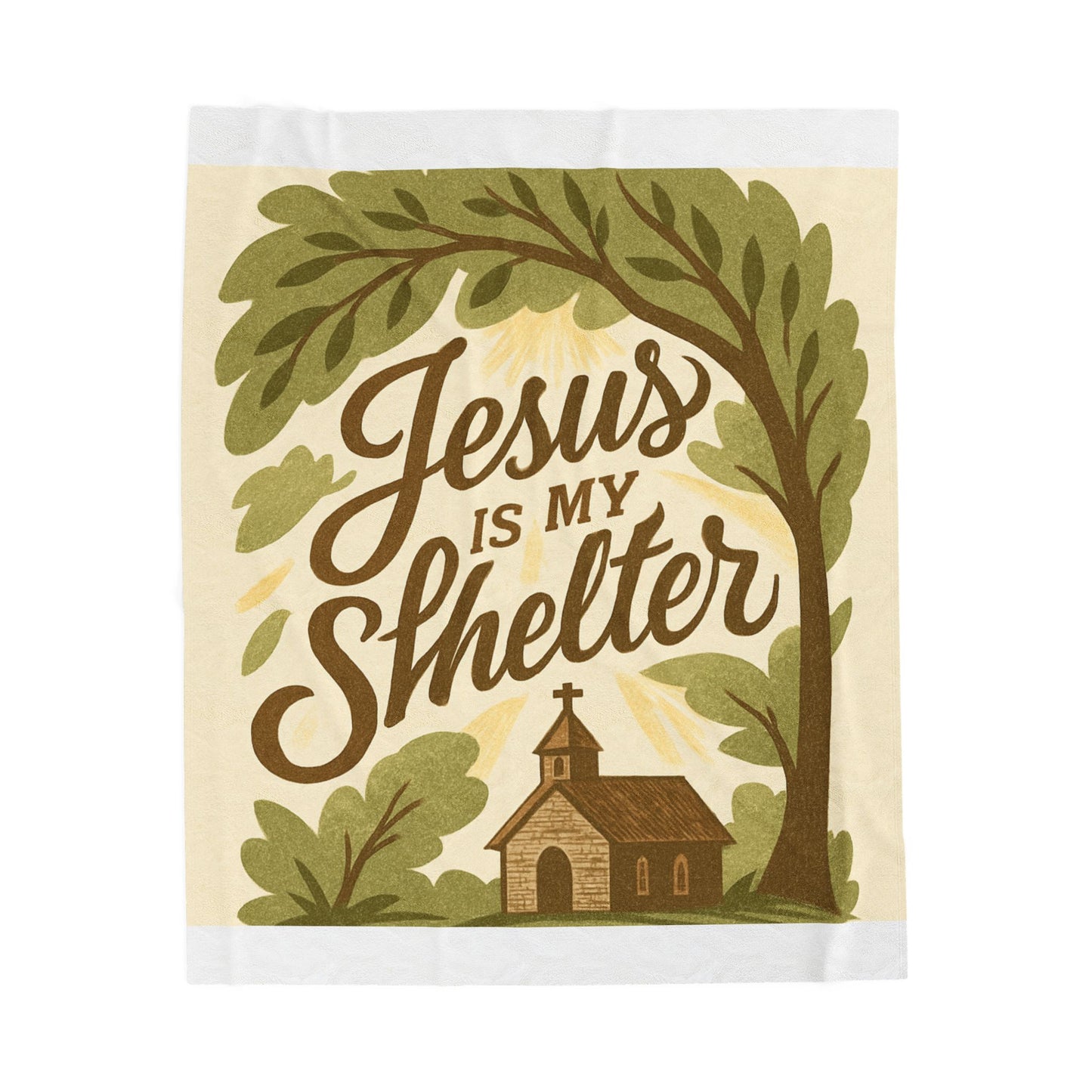 "Jesus is My Shelter" - Cozy Faith-Inspired Velveteen Plush Blanket, Throw, Home Decor, Gift for Baptism, Wedding, Housewarming, Christian Gifts