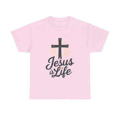 "Jesus is Life" - Front and Back - Faith-Inspired Unisex Heavy Cotton Tee