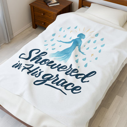 Showered in His Grace Velveteen Plush Blanket