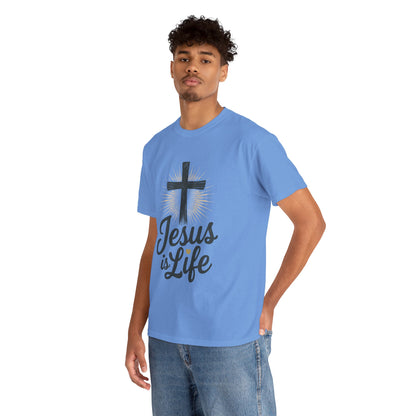 "Jesus is Life" - Front and Back - Faith-Inspired Unisex Heavy Cotton Tee